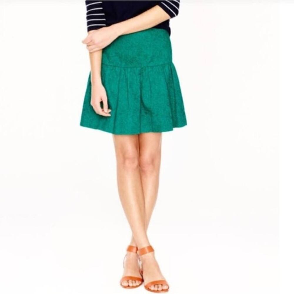 J.Crew Matelasse‎ Drop-Waist Mini Skirt in Green 100% Cotton, Size 4